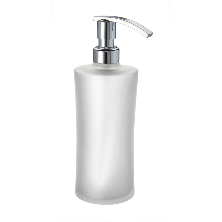 WINDISCH 90114 COMPLEMENTS ROUND FROSTED CRYSTAL GLASS SOAP DISPENSER