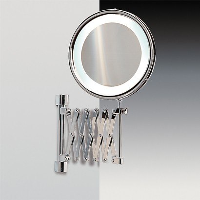 WINDISCH 99188 FLUORESCENT MIRRORS WALL MOUNTED BRASS EXTENDABLE LIGHTED MAGNIFYING MIRROR
