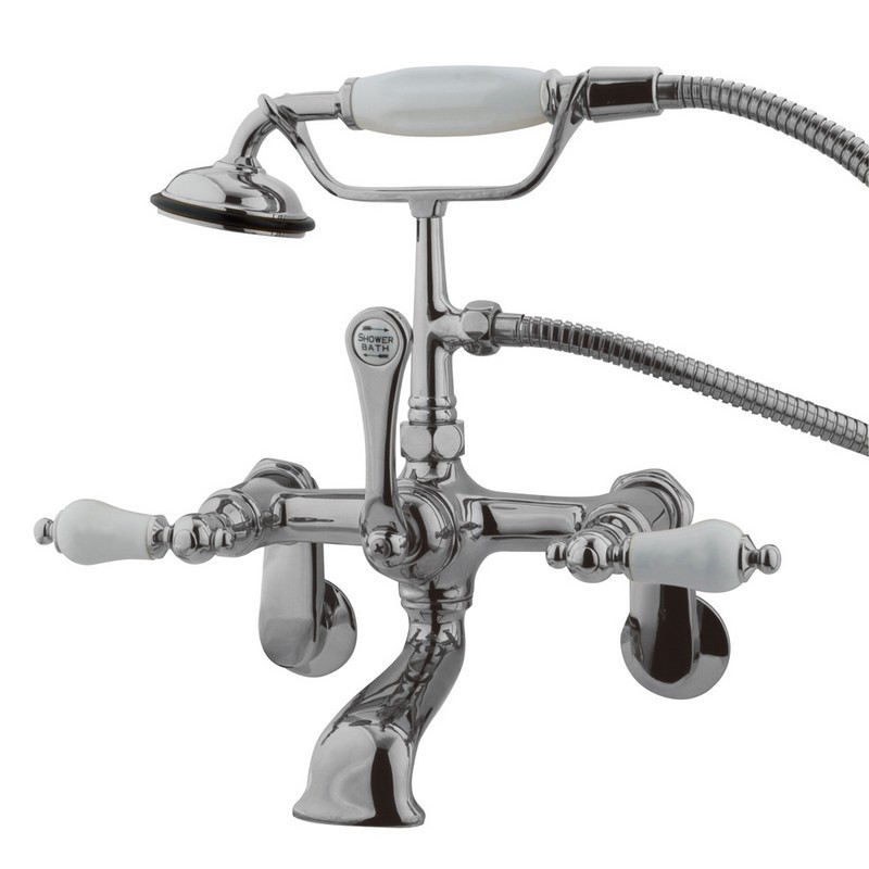 KINGSTON BRASS CC56T1 VINTAGE WALL MOUNT TUB FILLER WITH ADJUSTABLE CENTERS IN POLISHED CHROME