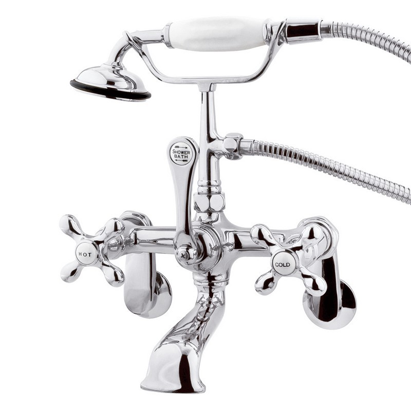 KINGSTON BRASS CC58T1 VINTAGE WALL MOUNT TUB FILLER WITH ADJUSTABLE CENTERS IN POLISHED CHROME