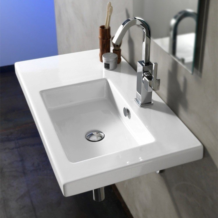 TECLA CO01011 CONDAL 32 X 18 INCH RECTANGULAR WHITE CERAMIC WALL MOUNTED OR BUILT-IN SINK