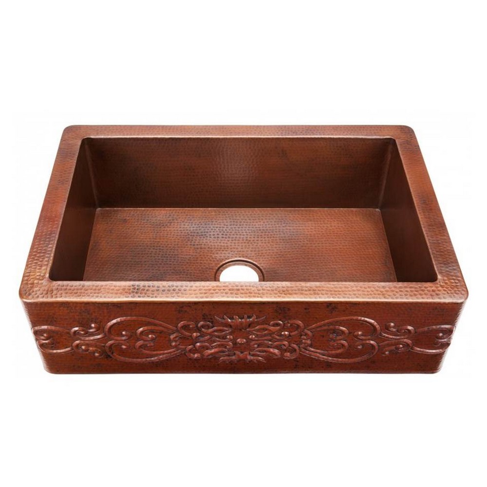 THOMPSON TRADERS 2KS-AD KAHLO 33 INCH DROP-IN OR UNDERMOUNT SINGLE BOWL KITCHEN SINK IN AGED COPPER