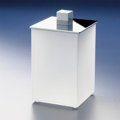 WINDISCH 88122M BOX FROZEN SQUARE WHITE FROSTED GLASS COTTON BALL JAR