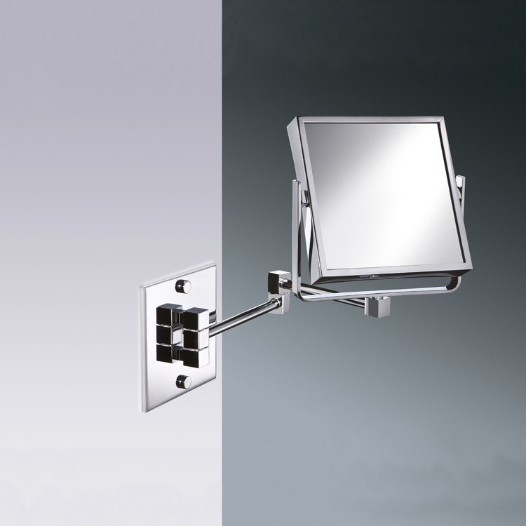 WINDISCH 99345 MIRROR COLLECTION SQUARE WALL MOUNTED BRASS DOUBLE FACE MAGNIFYING MIRROR