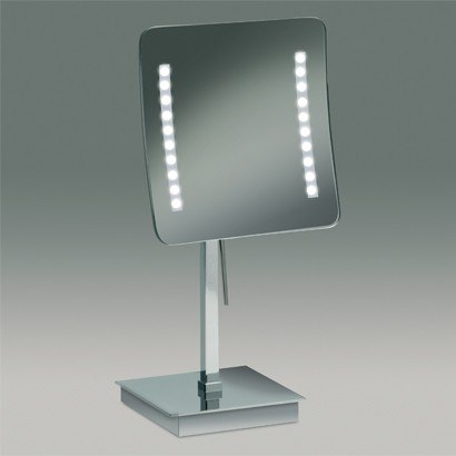 WINDISCH 99627 FREE STAND LED MIRRORS SQUARE PEDESTAL LIGHTED MAGNIFYING MIRROR