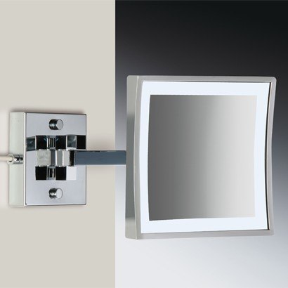 WINDISCH 99667/1 LED MIRRORS SQUARE WALL MOUNTED LED 3X BRASS MAGNIFYING MIRROR