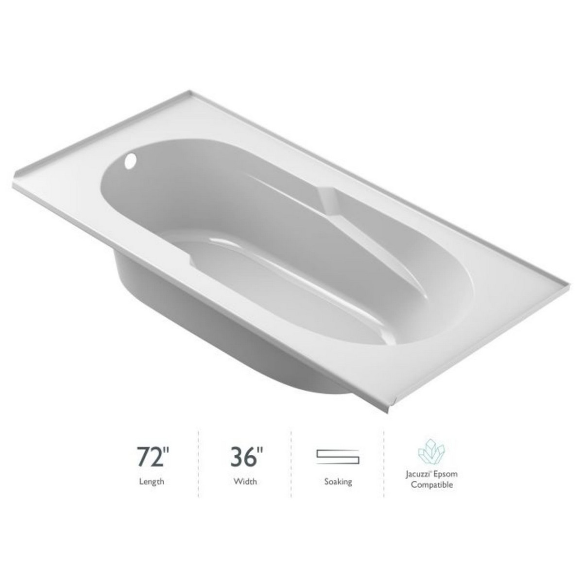 JACUZZI J27236BXXXX SIGNATURE 72 X 36 INCH DROP-IN SOAKING BATHTUB WITH TILING FLANGE