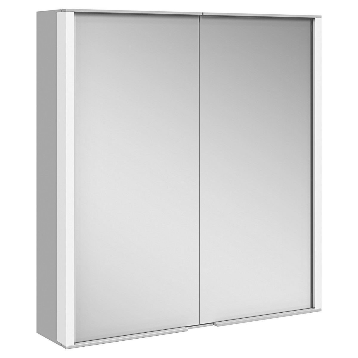 KEUCO 12801171351 ROYAL MATCH 25 5/8 W X 6 1/4 D X 27 1/2 H INCH 2-DOOR 3000K LED WALL MOUNTED MIRROR MEDICINE CABINET IN ALUMINUM
