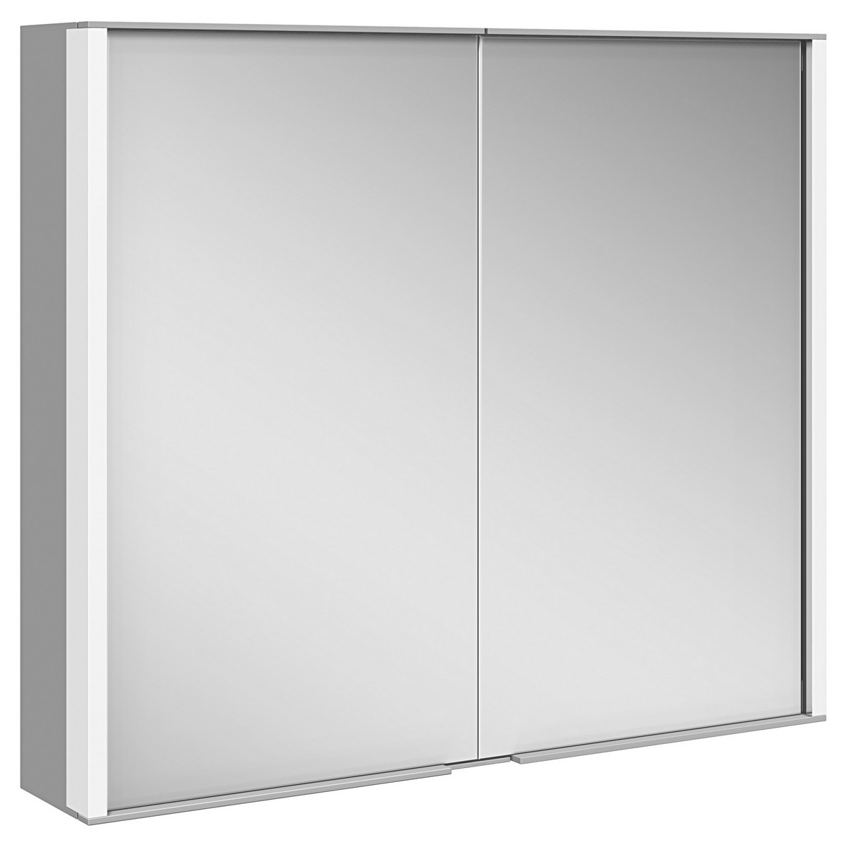 KEUCO 12802171351 ROYAL MATCH 31 1/2 W X 6 1/4 D X 27 1/2 H INCH 2-DOOR 3000K LED WALL MOUNTED MIRROR MEDICINE CABINET IN ALUMINUM
