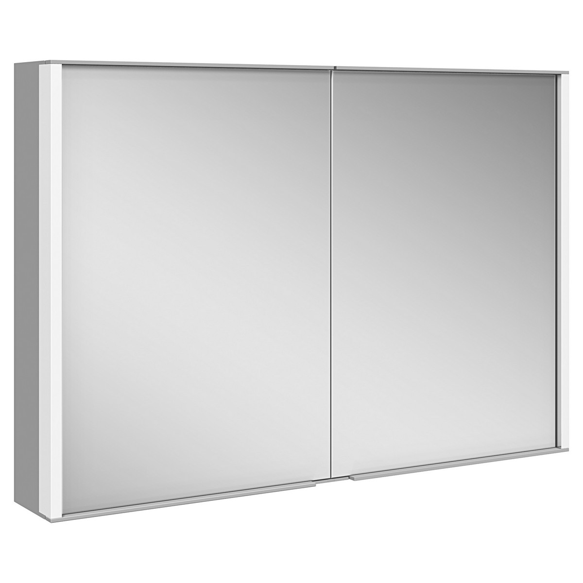 KEUCO 12803171351 ROYAL MATCH 39 3/8 W X 6 1/4 D X 27 1/2 H INCH 2-DOOR 3000K LED WALL MOUNTED MIRROR MEDICINE CABINET IN ALUMINUM