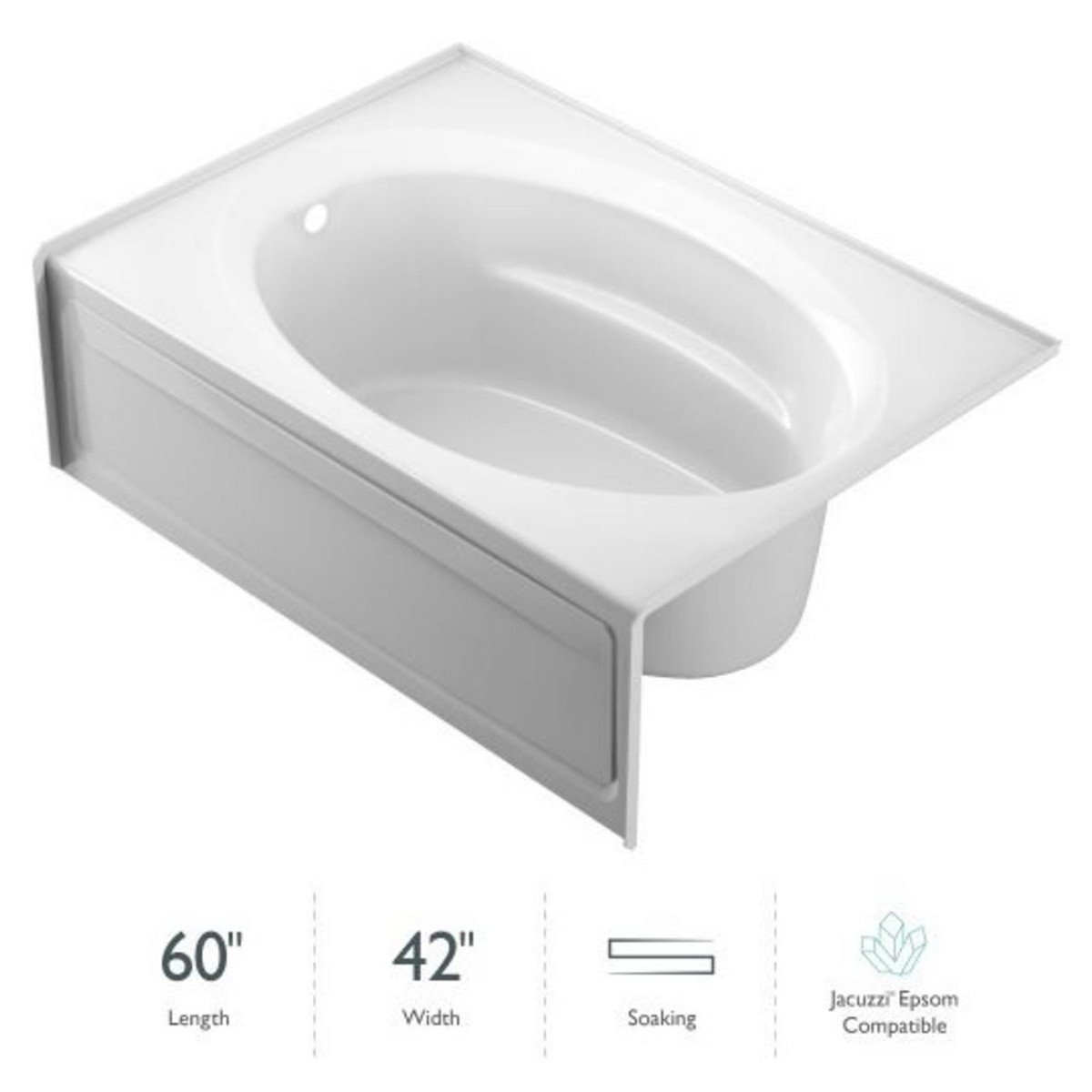 JACUZZI J4S6042 SIGNATURE 60 X 42 INCH THREE WALL ALCOVE ACRYLIC BATHTUB WITH TILING FLANGE