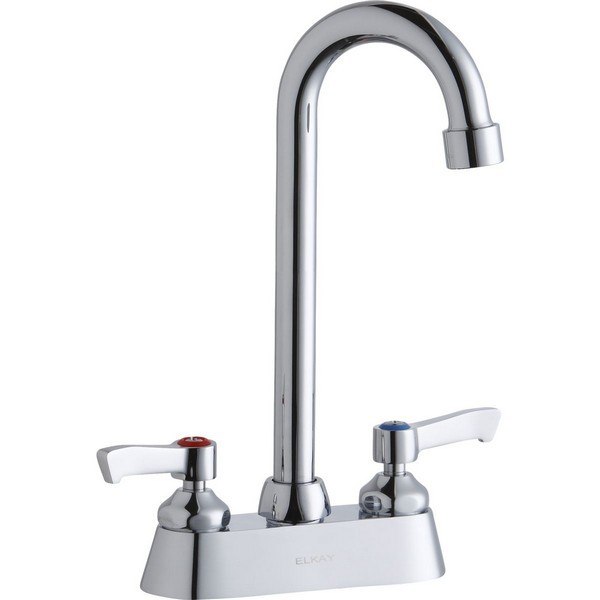 ELKAY LK406GN05L2 DECK MOUNT FAUCET WITH 5 INCH GOOSENECK SPOUT AND 2 INCH HANDLES