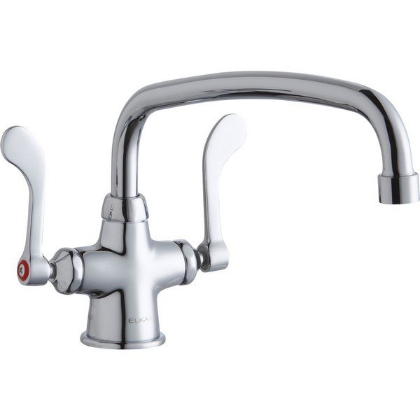 ELKAY LK500AT12T4 SINGLE HOLE WITH CONCEALED DECK MOUNT FAUCET, 12 INCH ARC TUBE SPOUT AND 4 INCH HANDLES