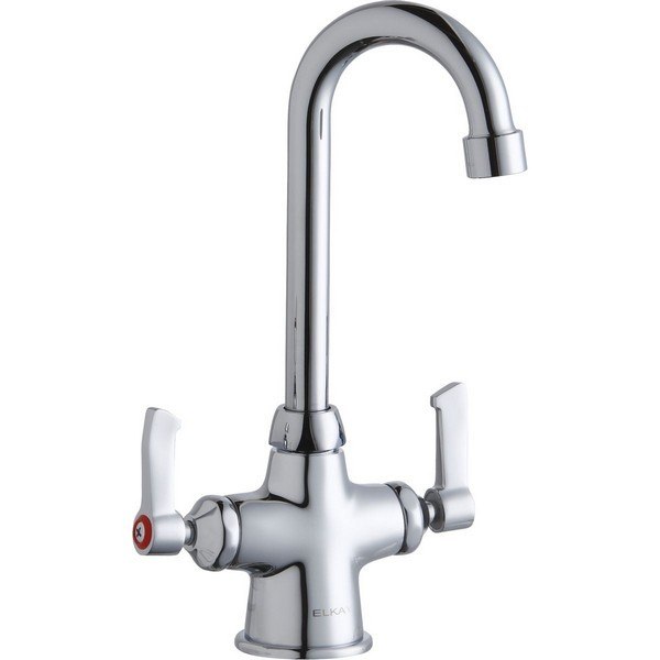 ELKAY LK500GN04L2 SINGLE HOLE WITH CONCEALED DECK FAUCET, 4 INCH GOOSENECK SPOUT AND 2 INCH HANDLES