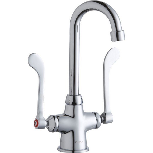ELKAY LK500GN04T6 SINGLE HOLE WITH CONCEALED DECK FAUCET, 4 INCH GOOSENECK SPOUT AND 6 INCH HANDLES