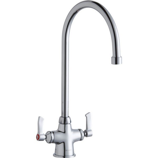 ELKAY LK500GN08L2 SINGLE HOLE WITH CONCEALED DECK FAUCET, 8 INCH GOOSENECK SPOUT AND 2 INCH HANDLES