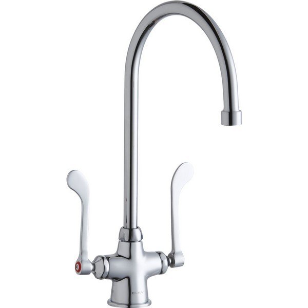 ELKAY LK500GN08T6 SINGLE HOLE WITH CONCEALED DECK FAUCET, 8 INCH GOOSENECK SPOUT AND 6 INCH HANDLES