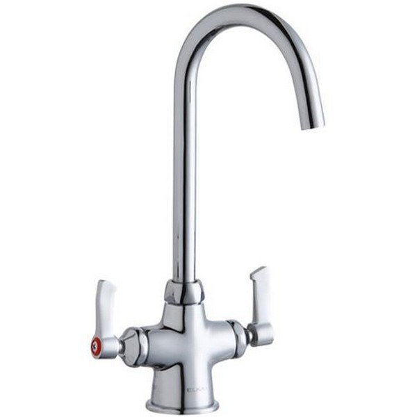 ELKAY LK500LGN05L2 SINGLE HOLE WITH CONCEALED DECK LAMINAR FLOW FAUCET, 5 INCH GOOSENECK SPOUT AND 2 INCH HANDLES