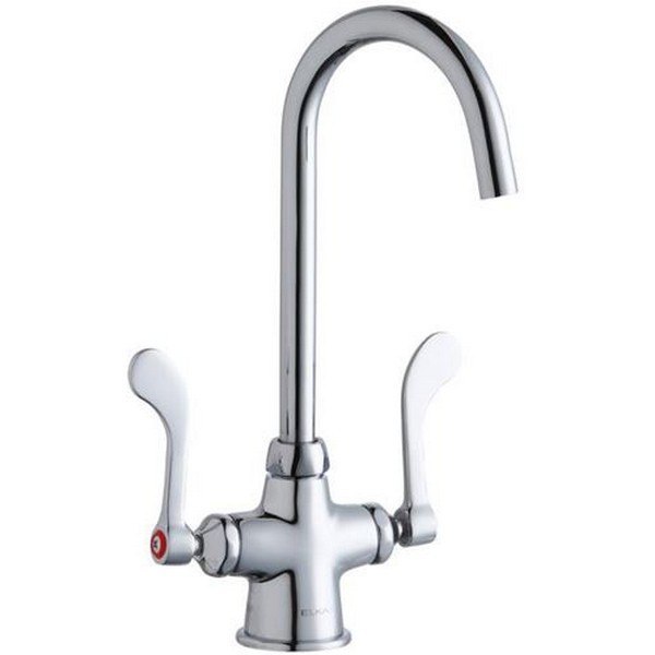 ELKAY LK500LGN05T4 SINGLE HOLE WITH CONCEALED DECK LAMINAR FLOW FAUCET, 5 INCH GOOSENECK SPOUT AND 4 INCH HANDLES