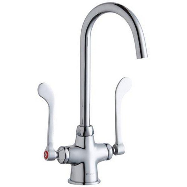 ELKAY LK500LGN05T6 SINGLE HOLE WITH CONCEALED DECK LAMINAR FLOW FAUCET, 5 INCH GOOSENECK SPOUT AND 6 INCH HANDLES