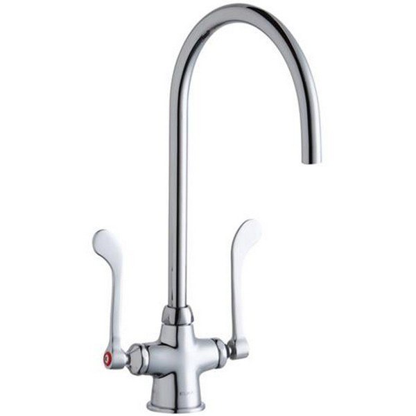 ELKAY LK500LGN08T6 SINGLE HOLE WITH CONCEALED DECK LAMINAR FLOW FAUCET, 8 INCH GOOSENECK SPOUT AND 6 INCH HANDLES