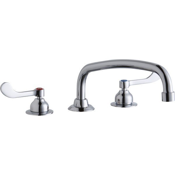 ELKAY LK800AT12T4 DECK MOUNT FAUCET WITH 12 INCH ARC TUBE SPOUT AND 4 INCH HANDLES