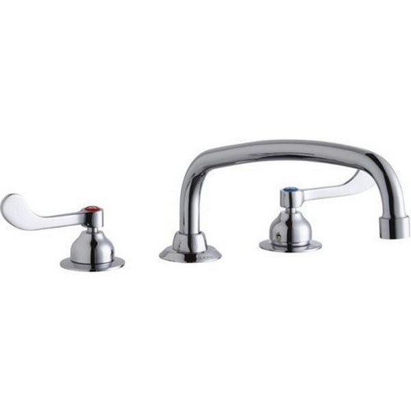 ELKAY LK800AT14T4 DECK MOUNT FAUCET WITH 14 INCH ARC TUBE SPOUT AND 4 INCH HANDLES