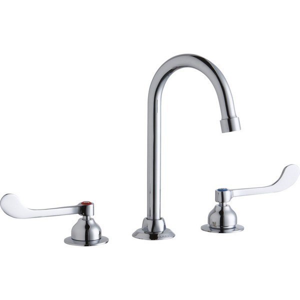 ELKAY LK800GN05T6 DECK MOUNT FAUCET WITH 5 INCH GOOSENECK SPOUT AND 6 INCH HANDLES