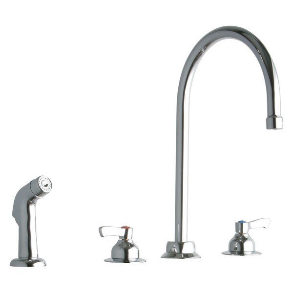 ELKAY LK801GN08L2 DECK MOUNT FAUCET WITH 8 INCH GOOSENECK SPOUT AND SIDE SPRAY