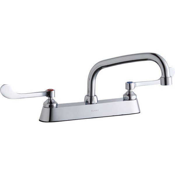 ELKAY LK810AT08T6 DECK MOUNT FAUCET WITH 8 INCH ARC TUBE SPOUT AND 6 INCH HANDLES