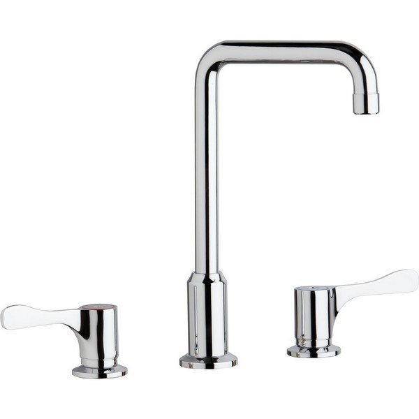 ELKAY LKD2437BHC DECK MOUNT FAUCET WITH ARC TUBE SPOUT AND 4 INCH LEVER HANDLES