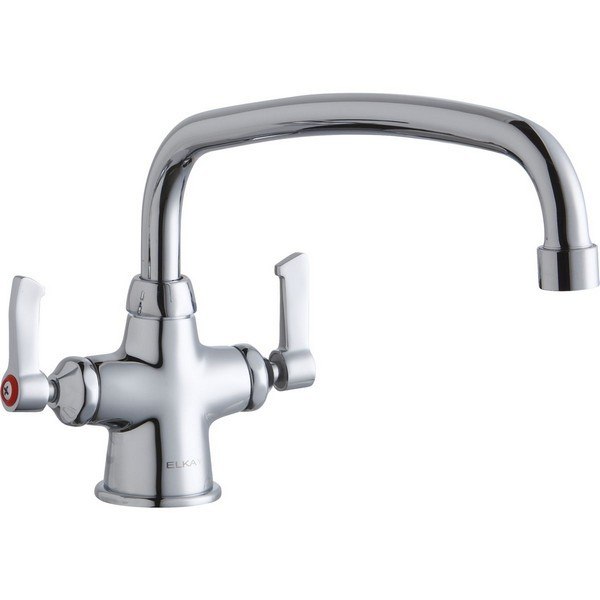ELKAY LK500AT12L2 SINGLE HOLE WITH CONCEALED DECK MOUNT FAUCET, 12 INCH ARC TUBE SPOUT AND 2 INCH HANDLES