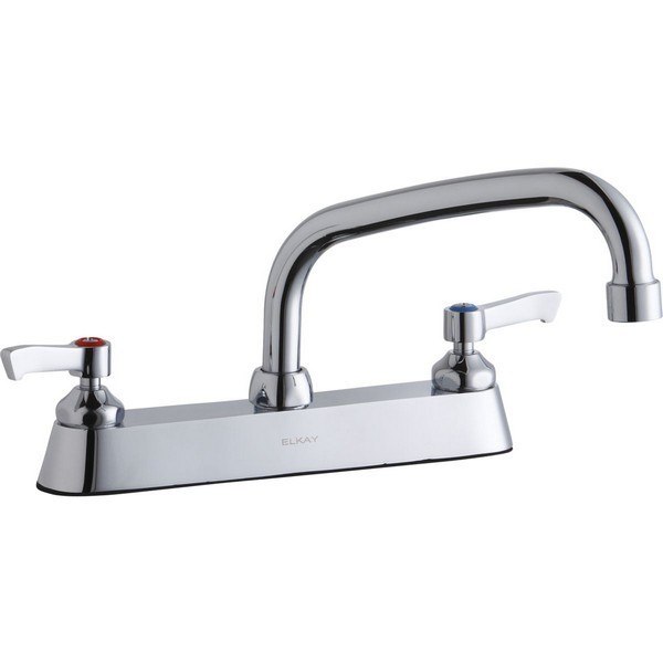 ELKAY LK810AT08L2 DECK MOUNT FAUCET WITH 8 INCH ARC TUBE SPOUT AND 2 INCH HANDLES