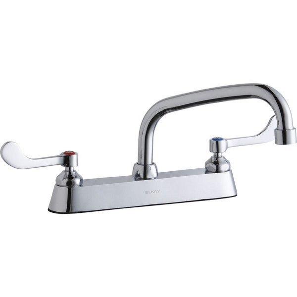 ELKAY LK810AT08T4 DECK MOUNT FAUCET WITH 8 INCH ARC TUBE SPOUT AND 4 INCH HANDLES