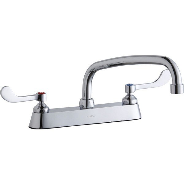 ELKAY LK810AT10T4 DECK MOUNT FAUCET WITH 10 INCH ARC TUBE SPOUT AND 4 INCH HANDLES