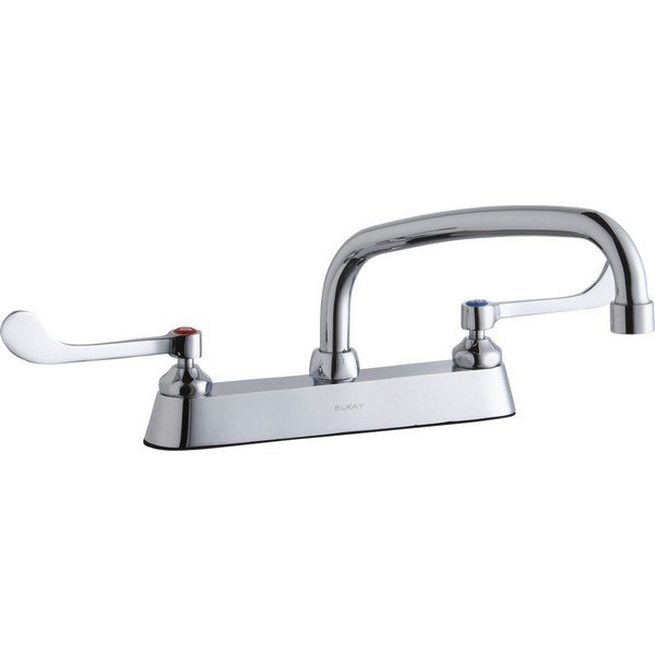ELKAY LK810AT10T6 DECK MOUNT FAUCET WITH 10 INCH ARC TUBE SPOUT AND 6 INCH HANDLES