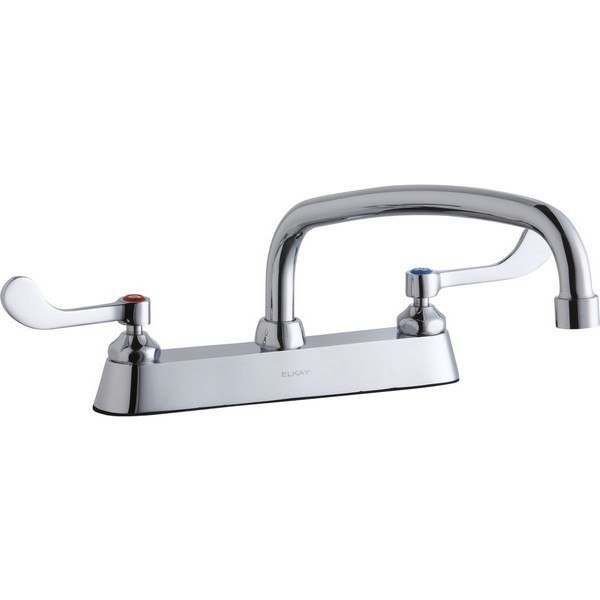 ELKAY LK810AT12T4 DECK MOUNT FAUCET WITH 12 INCH ARC TUBE SPOUT AND 4 INCH HANDLES