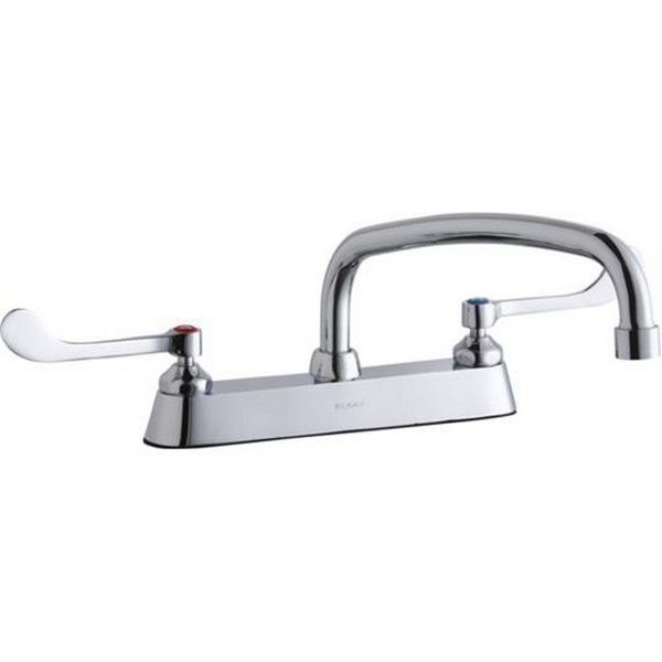 ELKAY LK810AT14T6 DECK MOUNT FAUCET WITH 14 INCH ARC TUBE SPOUT AND 6 INCH HANDLES