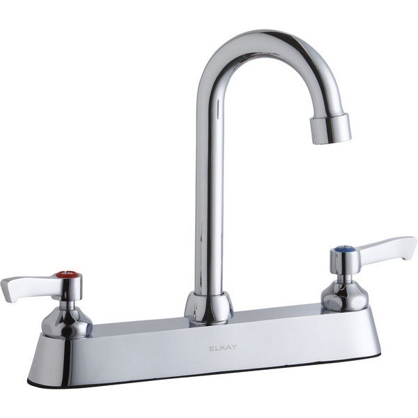 ELKAY LK810GN04L2 DECK MOUNT FAUCET WITH 4 INCH GOOSENECK SPOUT AND 2 INCH HANDLES
