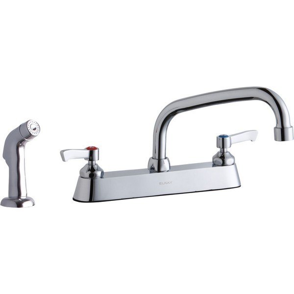 ELKAY LK811AT08L2 DECK FAUCET WITH 8 INCH ARC TUBE SPOUT PLUS SIDE SPRAY