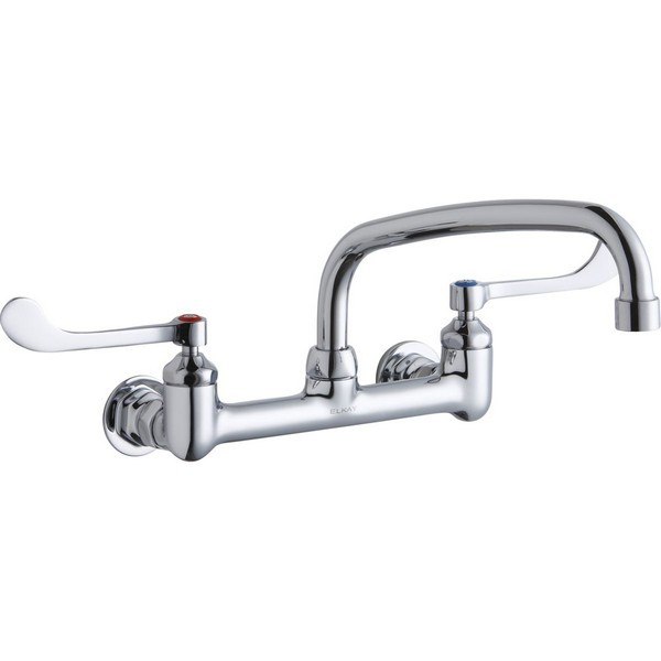 ELKAY LK940AT10T6H WALL MOUNT FAUCET WITH 10 INCH ARC TUBE SPOUT AND 6 INCH HANDLES, OFFSET INLETS