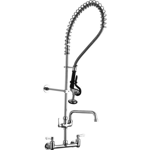 ELKAY LK943AF12LC 44 INCH WALL MOUNT FLEXIBLE HOSE FAUCET WITH 1.2 GPM SPRAY HEAD AND 12 IN ARC TUBE SPOUT