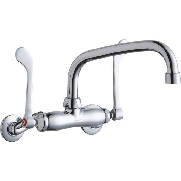 ELKAY LK945AT08T6T WALL MOUNT FAUCET WITH 8 INCH ARC TUBE SPOUT AND 6 INCH HANDLES