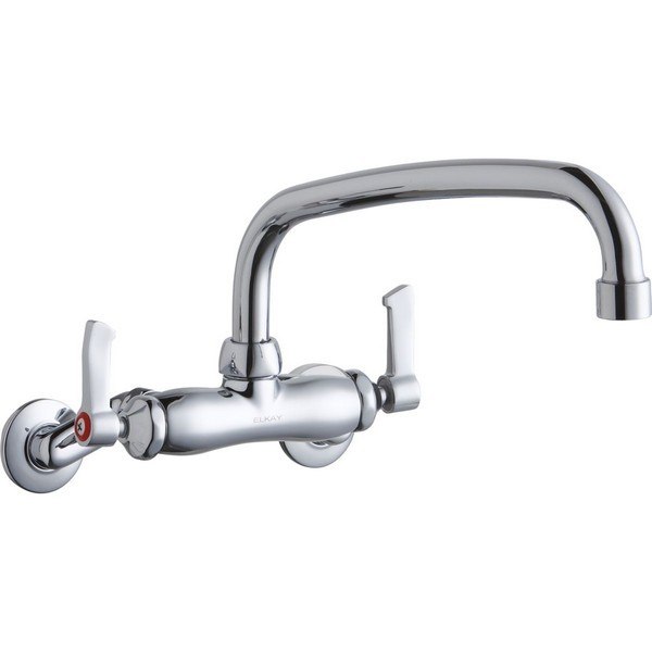 ELKAY LK945AT10L2T WALL MOUNT FAUCET WITH 10 INCH ARC TUBE SPOUT AND 2 INCH HANDLES