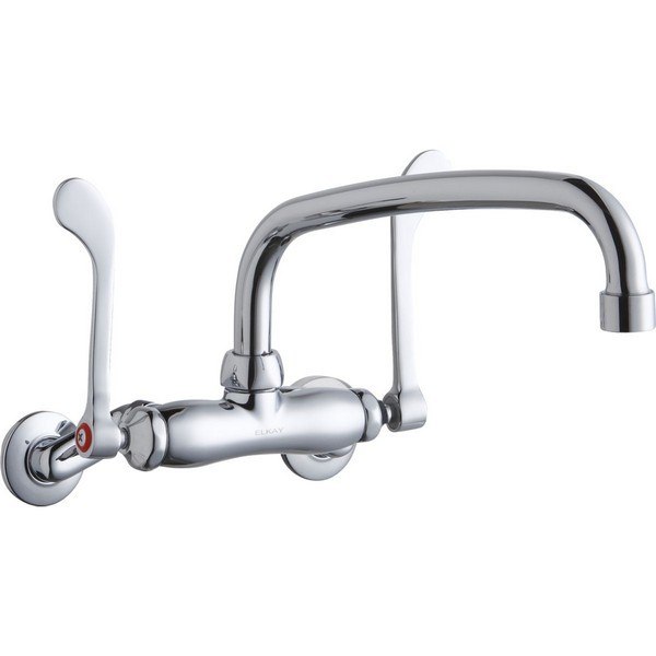 ELKAY LK945AT10T6T WALL MOUNT FAUCET WITH 10 INCH ARC TUBE SPOUT AND 6 INCH HANDLES