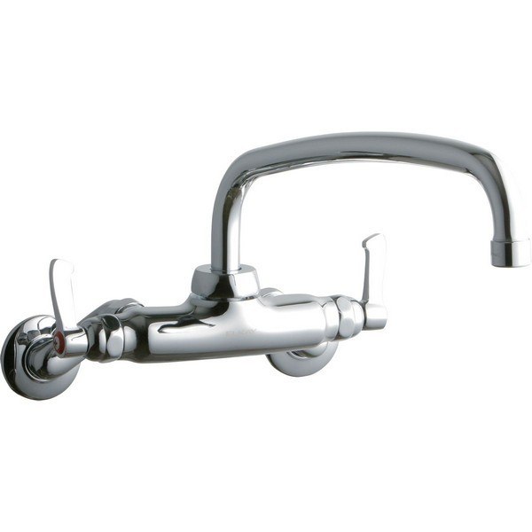 ELKAY LK945AT12L2T WALL MOUNT FAUCET WITH 12 INCH ARC TUBE SPOUT AND 2 INCH HANDLES