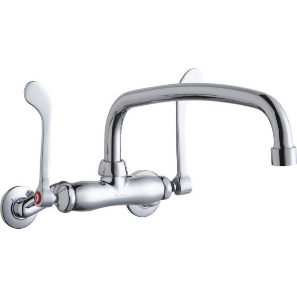 ELKAY LK945AT12T6T WALL MOUNT FAUCET WITH 12 INCH ARC TUBE SPOUT AND 6 INCH HANDLES