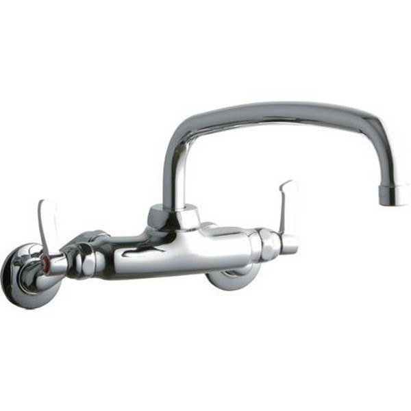 ELKAY LK945AT14L2T WALL MOUNT FAUCET WITH 14 INCH ARC TUBE SPOUT AND 2 INCH HANDLES