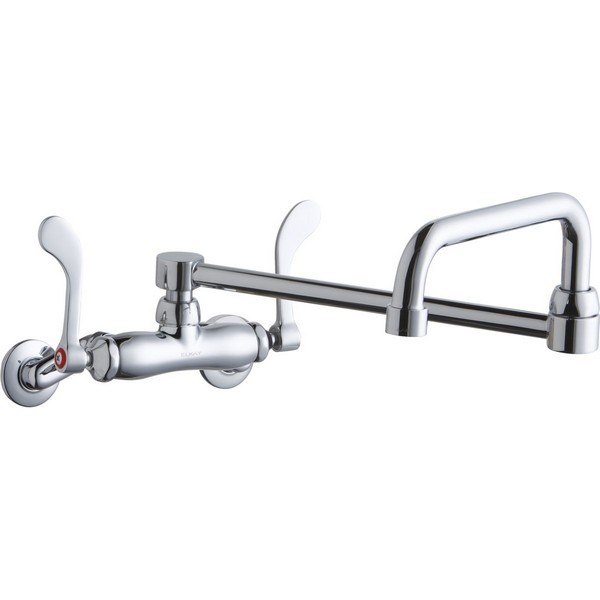 ELKAY LK945DS20T4T WALL MOUNT FAUCET WITH DOUBLE SWING SPOUT AND 4 INCH HANDLES