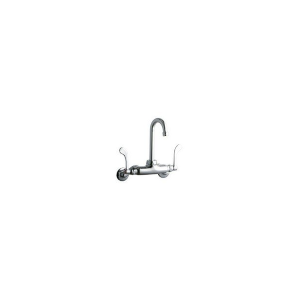 ELKAY LK945GN04T4T WALL MOUNT FAUCET WITH 4 INCH GOOSENECK SPOUT AND 4 INCH HANDLES